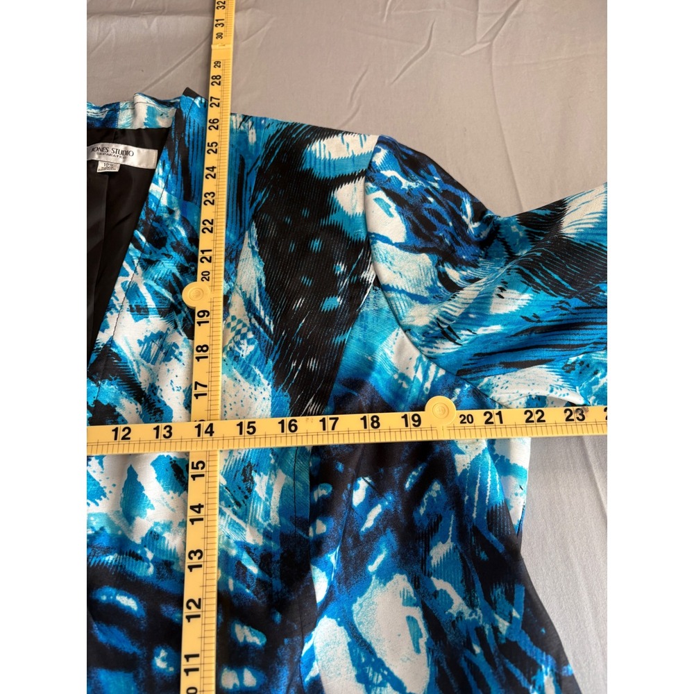 Jones Studio Separates Womens 16W Blazer Blue Black Abstract Butterfly Print - Picture 4 of 5